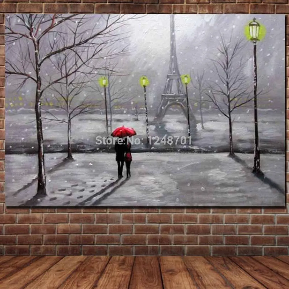 

Hand Painted Abstract Snowy Lanscape Canvas Oil Painting Abstract Snowy Scenery Wall Art Picture Living Room Home Wall Art Decor