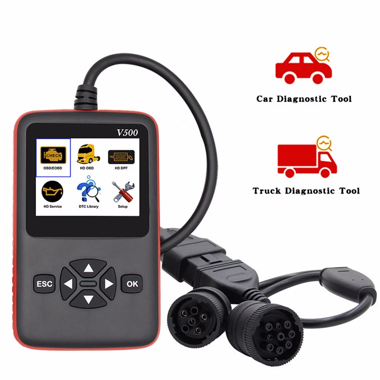 Новейший V500 OBD2 EOBD HDOBD сканер для автомобиля дизельный автомобиль диагностический