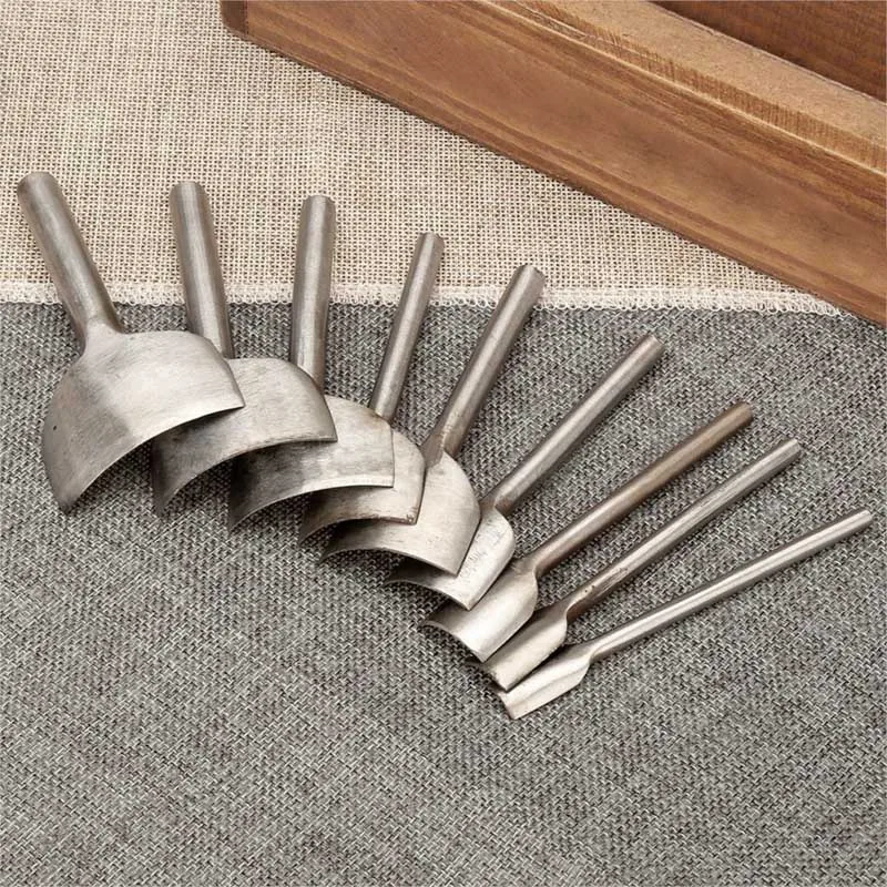 

New 9pcs DIY 1/4 Handwork Leather Tool Belt Round Fillet Shaped Punch Tail Cut Round Belt Punch 10-50mm E2shopping