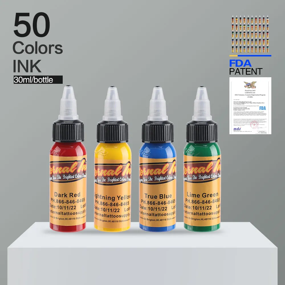 

50 Color Permanent Tattoo Ink Microblading Makeup Pigment 1oz Tattoo Paint Eyebrow Lip Eyeliner Set 30ml