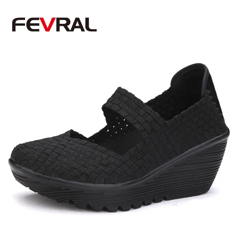 FEVRAL/Лидер продаж; повседневная женская обувь; обувь на толстой мягкой подошве ручной работы; Мокасины без застежки; удобная женская обувь; женская обувь на плоской подошве - Цвет: Black