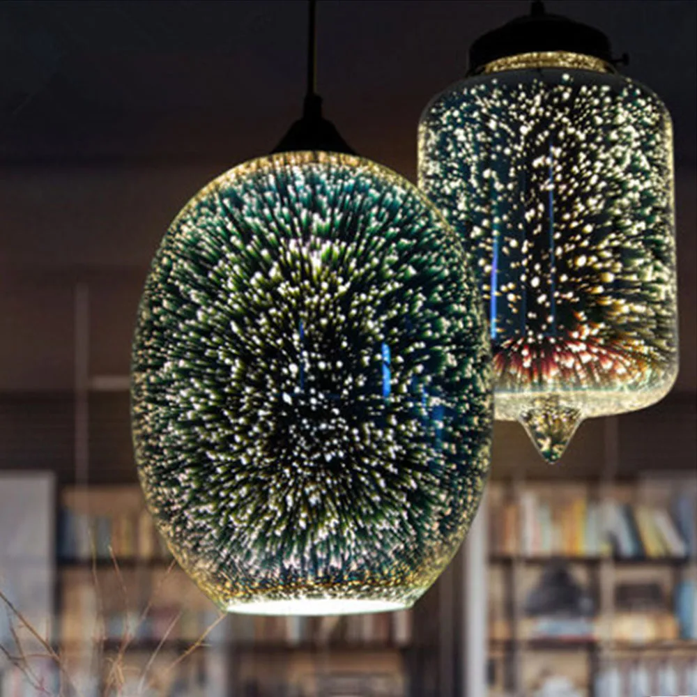 Современные 3D Красочные Скандинавское звездное небо Висячие стеклянные тени фейерверк подвесные светильники E27 светодиодный для кухни ресторана гостиной