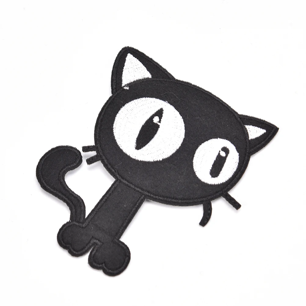 Black Cat DIY Cloth Badges Patch Embroidered Applique Sewing Clothes Stickers Apparel Accessories (Size.:8X10cm)