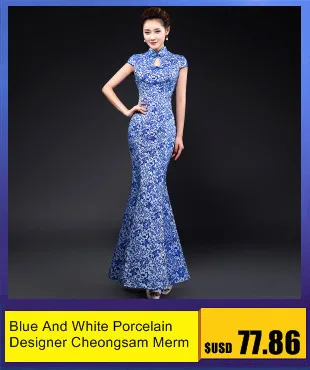 Атлас Cheongsam белое синее фарфоровое китайское свадебное платье Мода 2019 г. Длинные китайское традиционное платье для женщин платья для