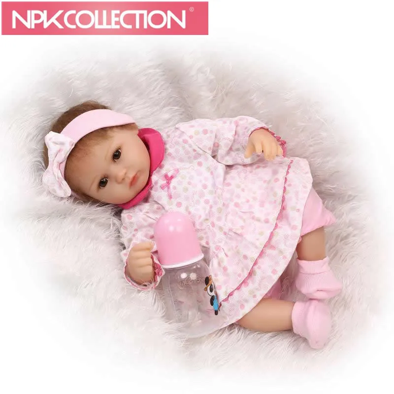 

Lifelike 17 Inch Reborn Silicone Doll Baby Real Looking Newborn Princess Girls With Brown Eyes Kids Birthday Christmas Gift D78
