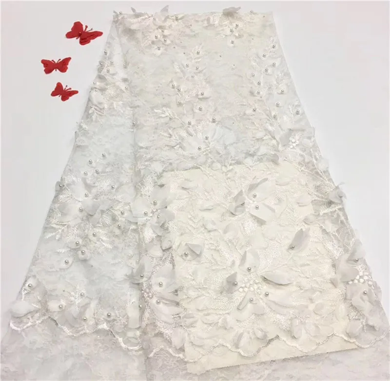 Latest French Nigerian 3D Net Laces Fabrics 2019 High Quality Tulle Lace Material African Beaded Mesh Fabric white green | Дом и сад