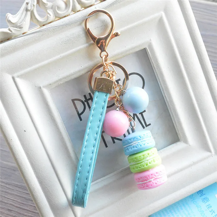 

2017 Macarons Cake Keychain Key Chain France Paris LADUREE Effiel Tower Macarons Ribbon Keyrings Brand Women Macaron Bag Charms