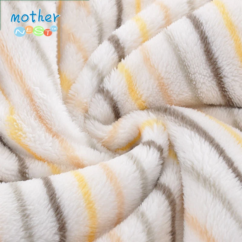 Зимние одеяла для новорожденных девочек и мальчиков; кашемировые толстые двухслойные пеленки в полоску; мягкое бежевое одеяло; 75x100 см