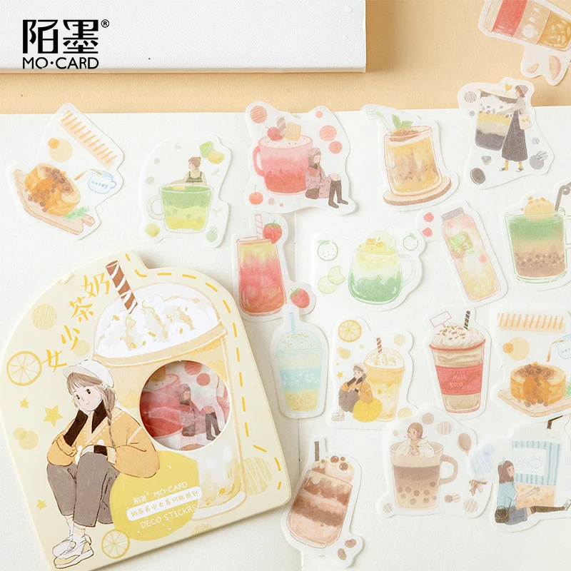 

Mo.Card Milk tea girl diary paper diary sticker Scrapbooking Decoration label 1 lot = 1 pack = 40 pcs