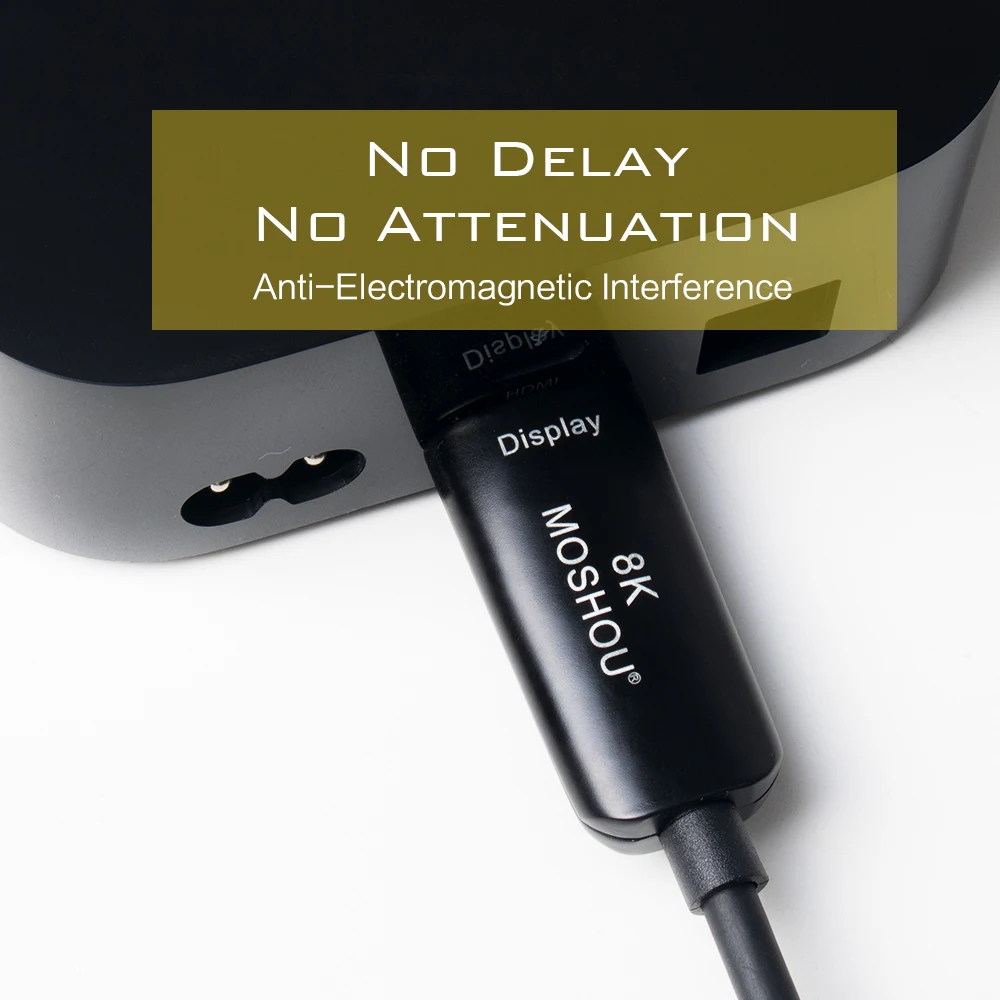 HDMI 2.1 Cable MOSHOU hdmi 8k in HDMI Cables Optical Fiber Ultra-HD (UHD) 120Hz 48Gbs with Audio Vi