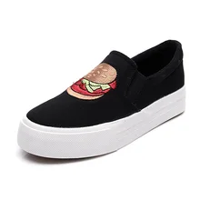 Hochwertigen Neuen Cartoon Print Leinwand Schuhe 2016 Atmungs Dicken Sohle Wohnungen Frauen Müßiggänger Damen Plattform Schuhe Espadrilles