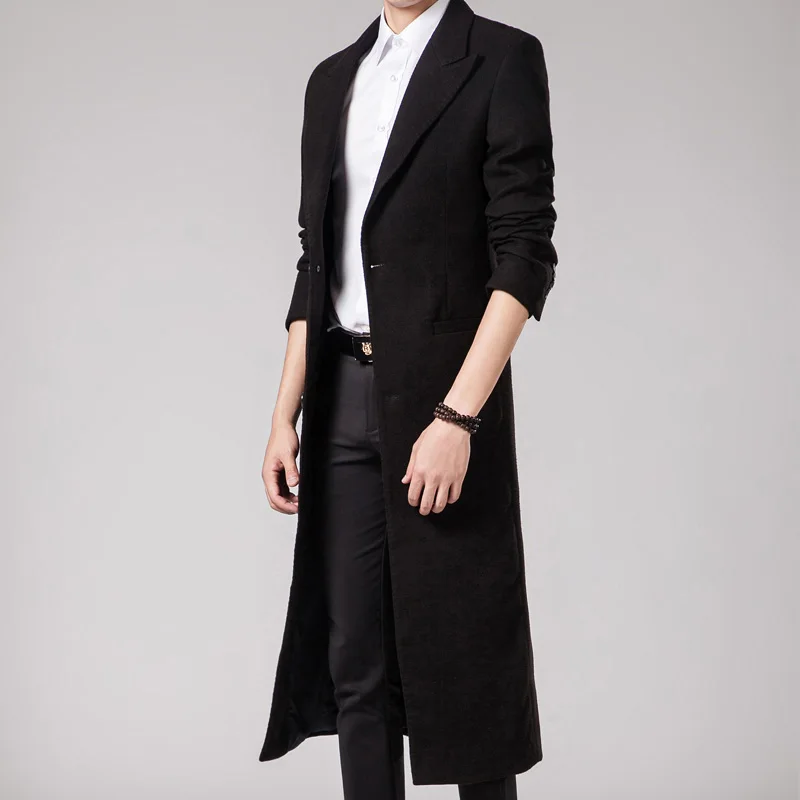 Новое поступление, шерстяное длинное мужское толстое пальто-ветровка, красивое пальто до колена, повседневное мужское пальто, зимнее пальто, большие размеры, S-4XL