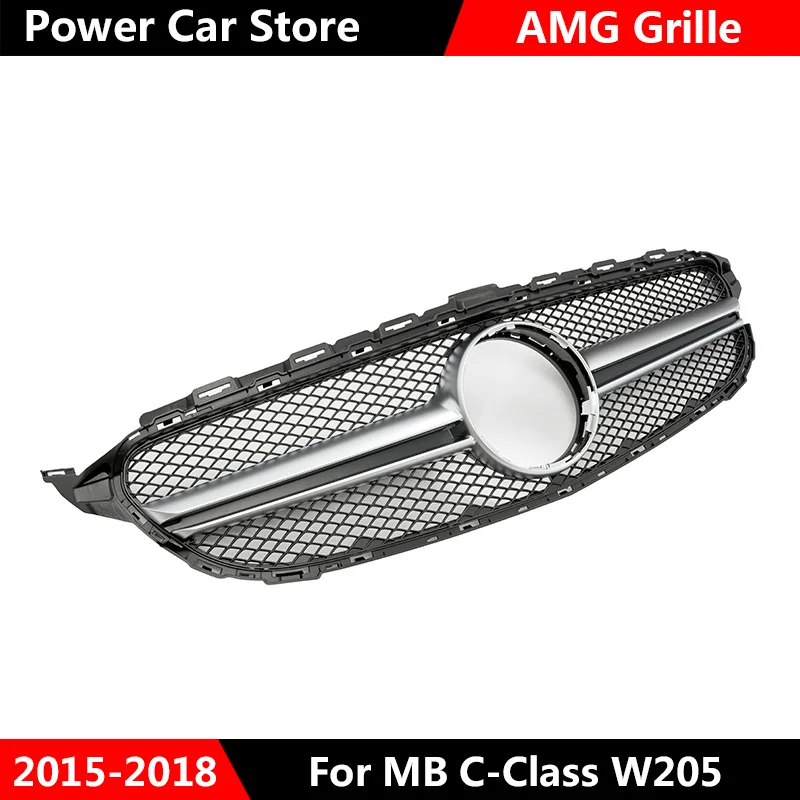 Передняя решетка для Автомобиля AMG Style хромированная серебристая глянцевая