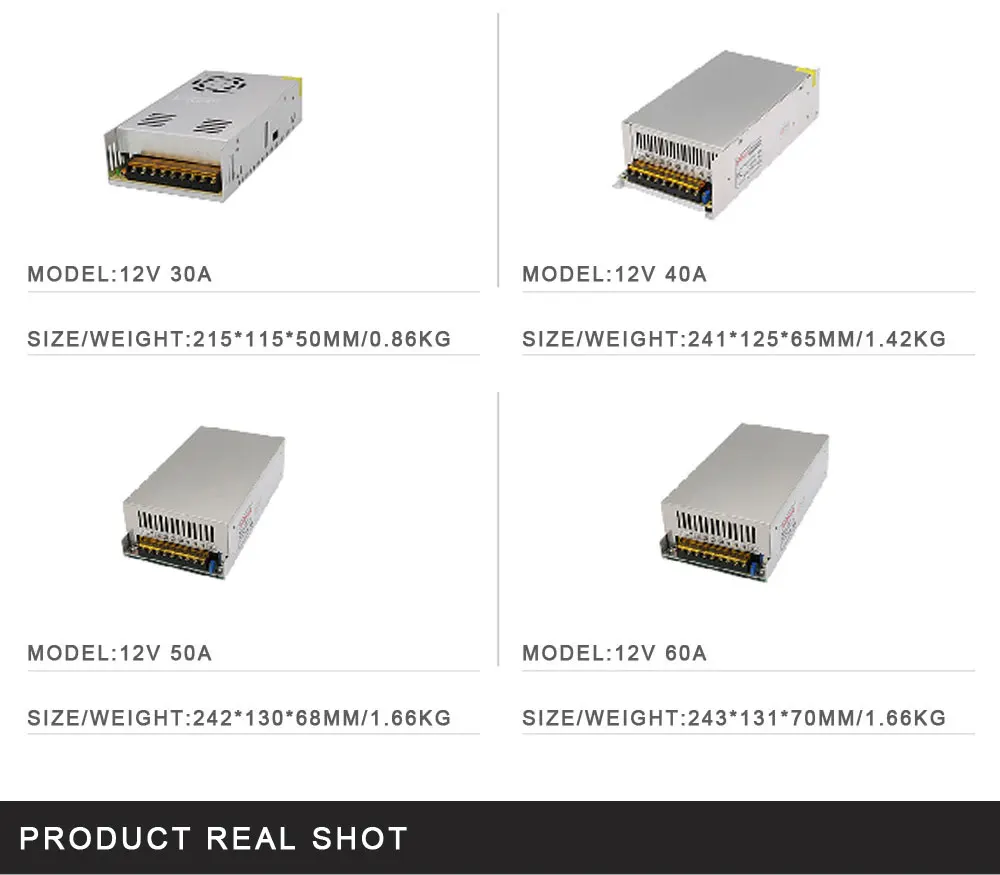 DC12V 1A 2A 3A 5A 6.5A 8.5A 10A 15A 20A 30A 40A 50A 60A трансформаторы светодиодный драйвер Мощность адаптер переключатель Питание