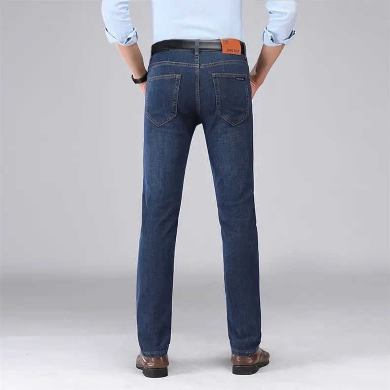 Brand 2019 New Men's Jeans Business Casual Elastic Cotton Stretch Slim Jeans Spring Straight Classic Trousers Denim Pants Male 07