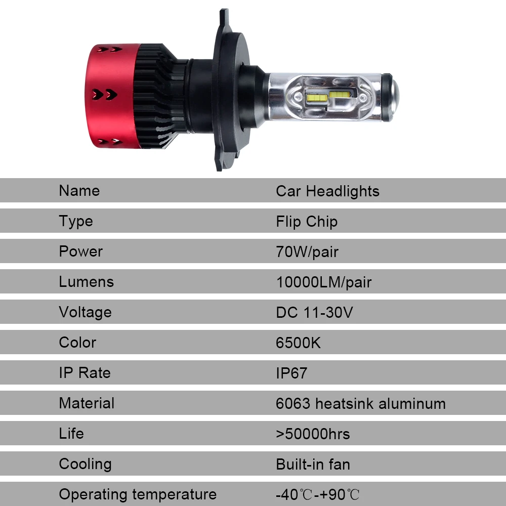 AcooSun светодиодный H4 H7 Luces Para Авто 70 Вт 10000LM фар автомобиля лампы Led флип чипы H1 H11 Phares