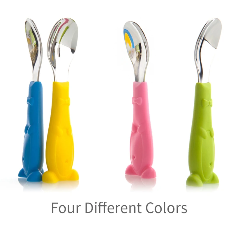 

Sisi&Tommy Baby Feeding Stainless Steel Cartoon Upstanding Handle Spoon Utensils For Children Toddlers Kids