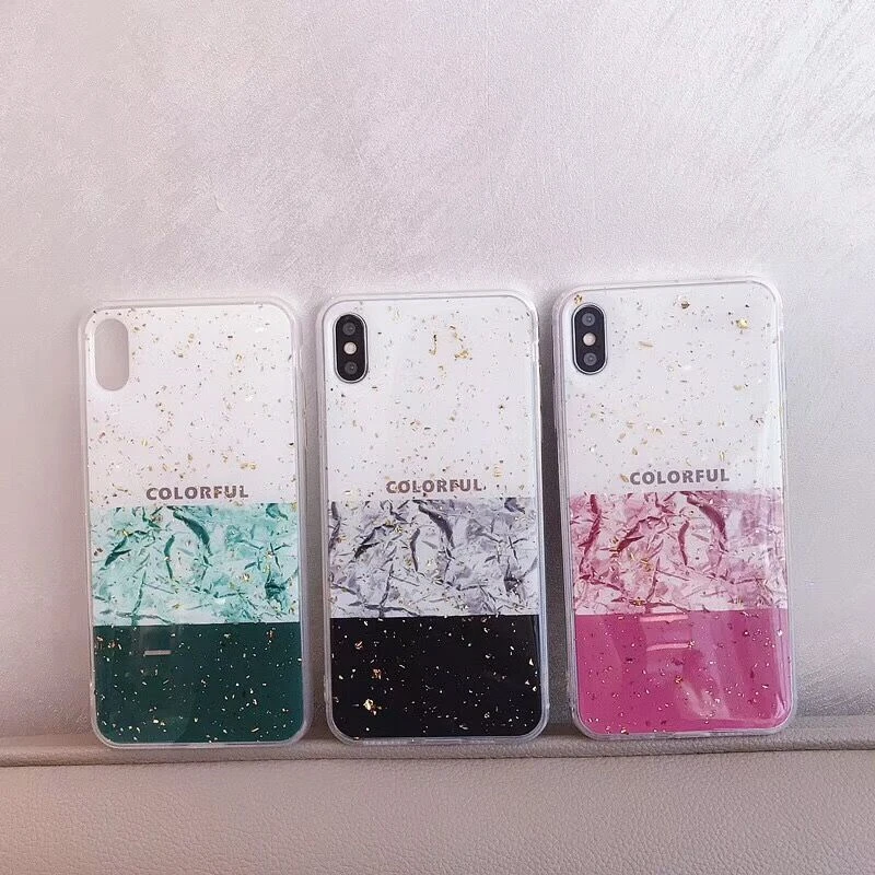 HUANQINGNew Flashpowder gold foil anti-soft rubber For XSMAX 7 Plus 6 6 S 6 Plus 8 Plus 8 Plus X XRmobile phone shell7