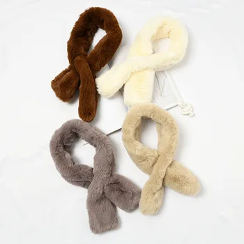 

2019 plush scarf female wild solid color texture furry rabbit fur warm thick autumn and winter wild scarf cross scarf