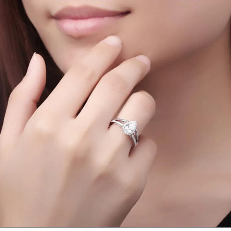ANI 18K Белое Золото (AU750) свадебное кольцо роскошное 1 29 CT сертифицированное