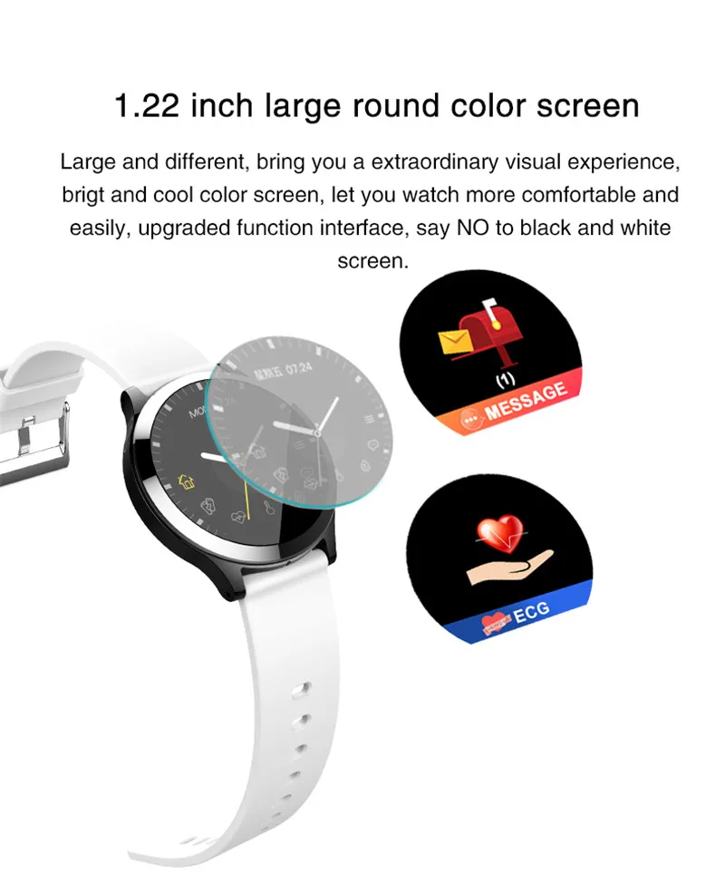 Высокотехнологичный ЭКГ PPG Смарт часы с крови Давление монитор сердечного ритма IP67 Водонепроницаемый Smartwatch наручные часы для lenovo iPhone