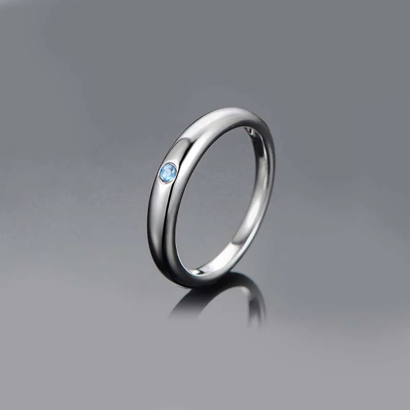 AINUOSHI, 0.2ct, круглая огранка, Натуральный топаз, классическое кольцо, Настоящее серебро 925 пробы, Небесно голубой топаз, кольцо, ободок, установка, натуральный камень, кольцо
