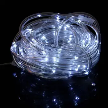 

23ft 50 LED Solar Power Rope Tube Solar Light Strip Waterproof Outdoor Garden White Christmas tree lights led light fixtures
