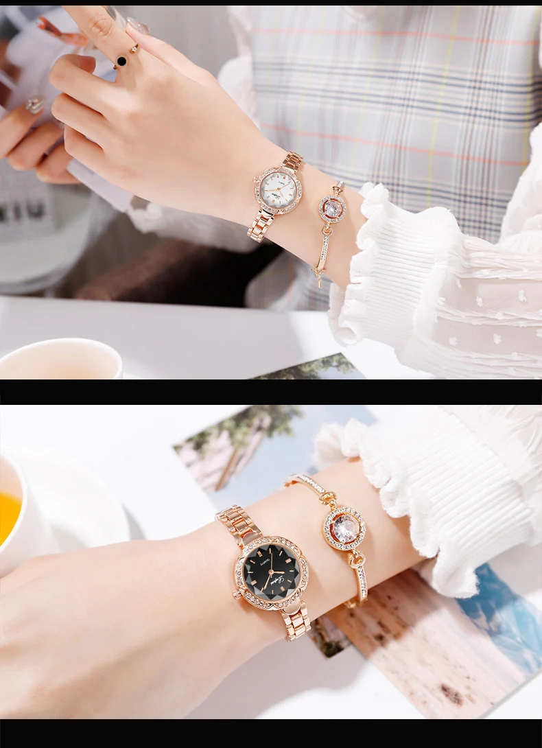 Luxury 2 PCS Set Watch Women Silver Rhinestone Bracelet Watch Jewelry Ladies Female Hour Casual Quartz Wristwatches Dropshipping