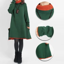 Jersey de cuello alto, mangas largas de gran tamaño vestido de suéter otoño/otoño vestido de maternidad elegante vestido de punto puente vestido de talla grande(China)