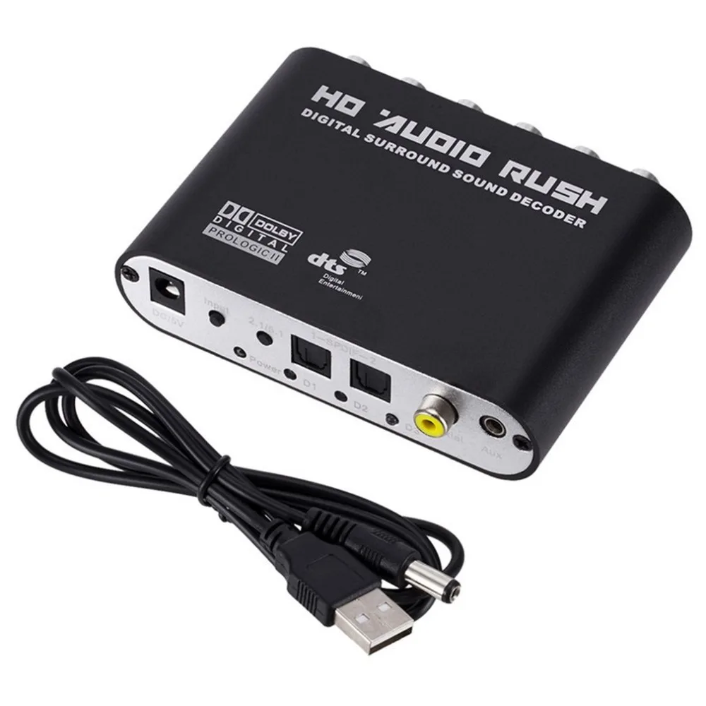 Цифровой DTS AC3 оптический к аналоговый 5,1-канала аудио аудиодекодер коаксиальный 6RCA преобразователь звука аудио Шестерни адаптер