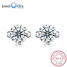 8 мм круглые Пусеты / серьги из Рафинированного Серебра 925 и кубик циркония с 2 когти, Классические Блесткие свадебные серьги для женщин, Бижутеря для Вечеринк(JewelOra EA101915
