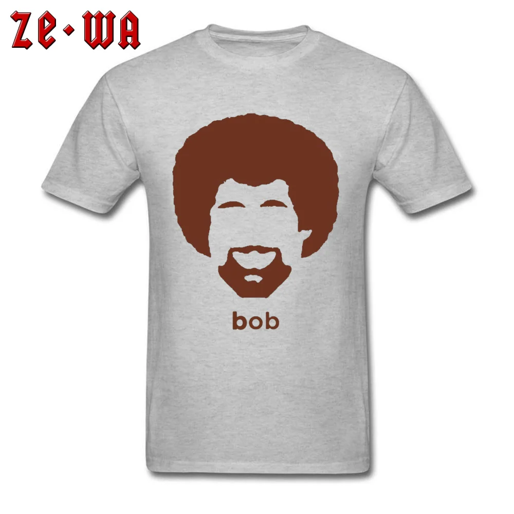 Prevalent Mens Top T-shirts Crew Neck Short Sleeve 100% Cotton Fabric Bob Ross -4445 Tops & Tees Casual T Shirt Bob Ross  -4445 grey