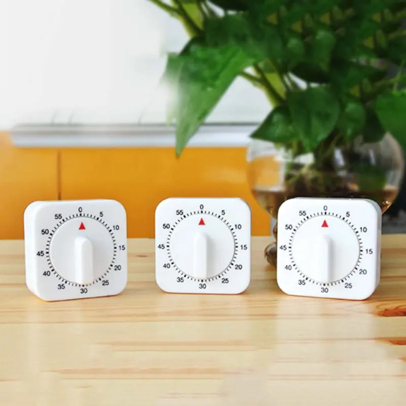 

Clock Kitchen Timers Novelty White Square 60-Minute Mechanical Timer Reminder Counting Count Down Alarm