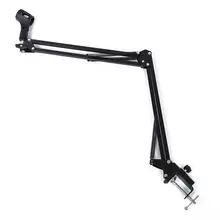 HFES Extendable Recording Microphone Holder Suspension Boom Scissor Arm Stand Holder with Microphone Clip Table Mounting Clamp