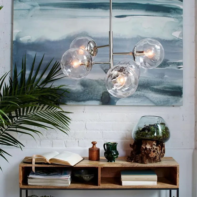 Подвесной светильник в скандинавском стиле с молекулой стеклянного шара для спальни, индивидуальный светильник для лестницы, светильник для столовой, светильник с лампочками