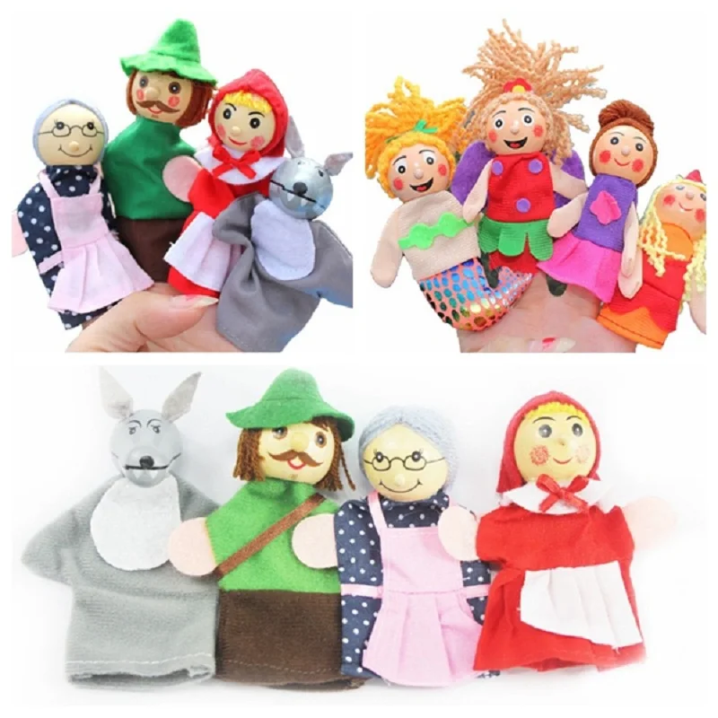 

4pcs/Lot Children Cartoon Characters Finger Puppet Toy Puppet Cloth Doll Baby Educational Hand Toy Each Separated Baby Toy