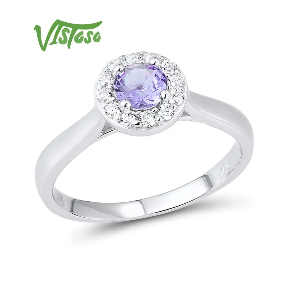 VISTOSO серебряное кольцо для женщин 925 пробы синее зеленое фиолетовое розовое с
