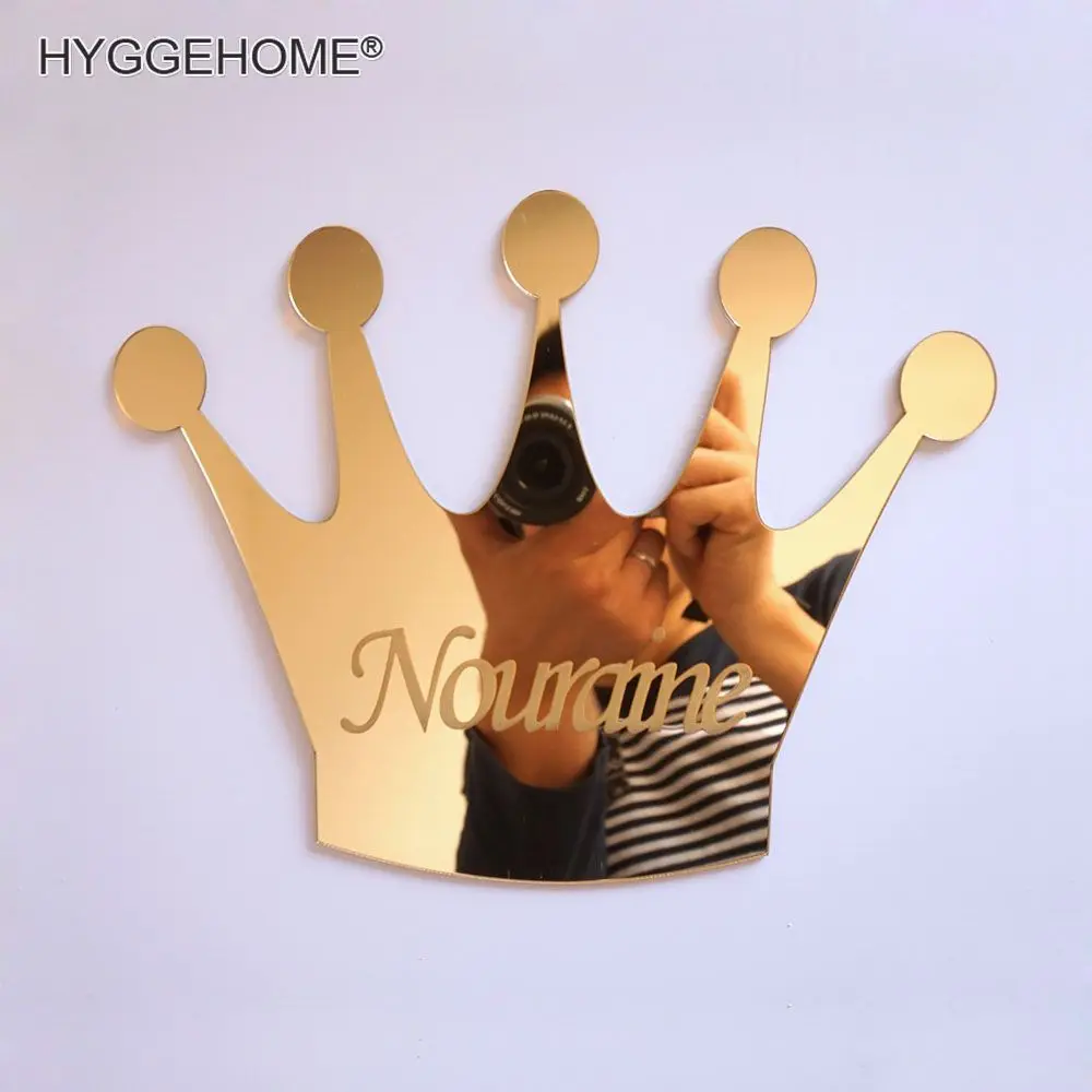 1 шт. зеркальная корона с индивидуальным именем акриловая Зеркальная Наклейка Индивидуальные детские украшения на день рождения, подарок для гостей, вечерние сувениры