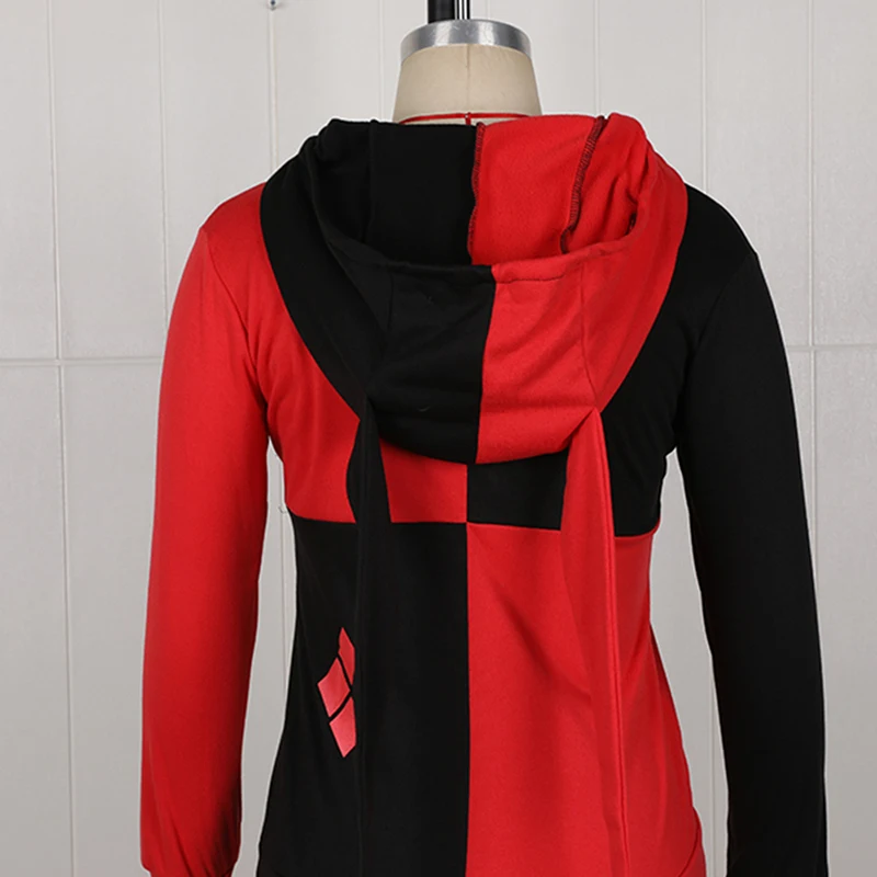 Rosetic готический с капюшоном Женский негабаритный осенний с капюшоном Красный Сращивание Черный готический пальто темно-красный женский лоскутный длинный рукав толстовки