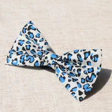 Синий Леопардовый принт модный галстук-бабочка, галстук для мужчин, леопардовая бабочка, галстук мужской, хлопковый галстук-бабочка