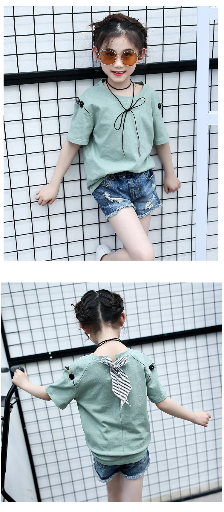 bow off shoulder cotton t shirt for girls kid 10 11 12 years clothes summer 2018 casual tees tops for baby big girls clothing (9)