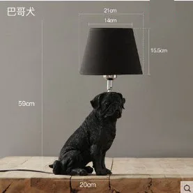 Dogs Anmails Table Lamp Black with Lampshades Art Decor Resin Table Lamp for Bedroom Living Room Children Room Kids Bedside Lamp - Цвет абажура: 4