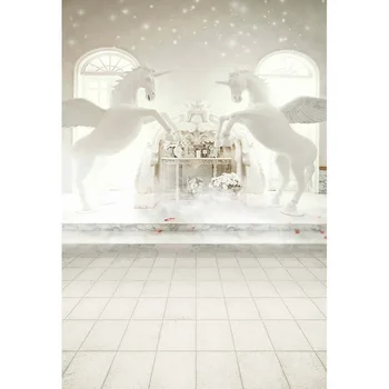 

Vinyl white horses photo studio backgrounds for children party wedding photocall photography backdrops props
