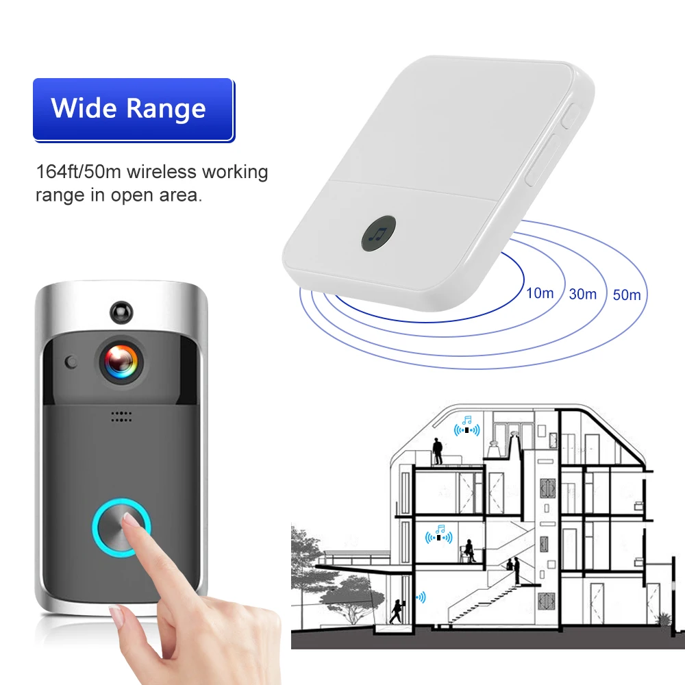 WiFi Smart HD 720 P визуальная запись системы селекторной связи видео дверь удаленный мониторинг телефона Встроенный 16 г TF карта с 1 шт. дверной Звонок