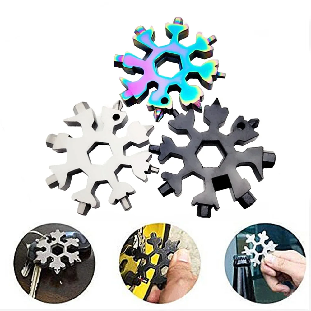 

EDC Tool Snowflake Shape Multi-tool Card Combination Compact Multifunction Screwdriver Wrench BottleStainless Steel Multi -Tool