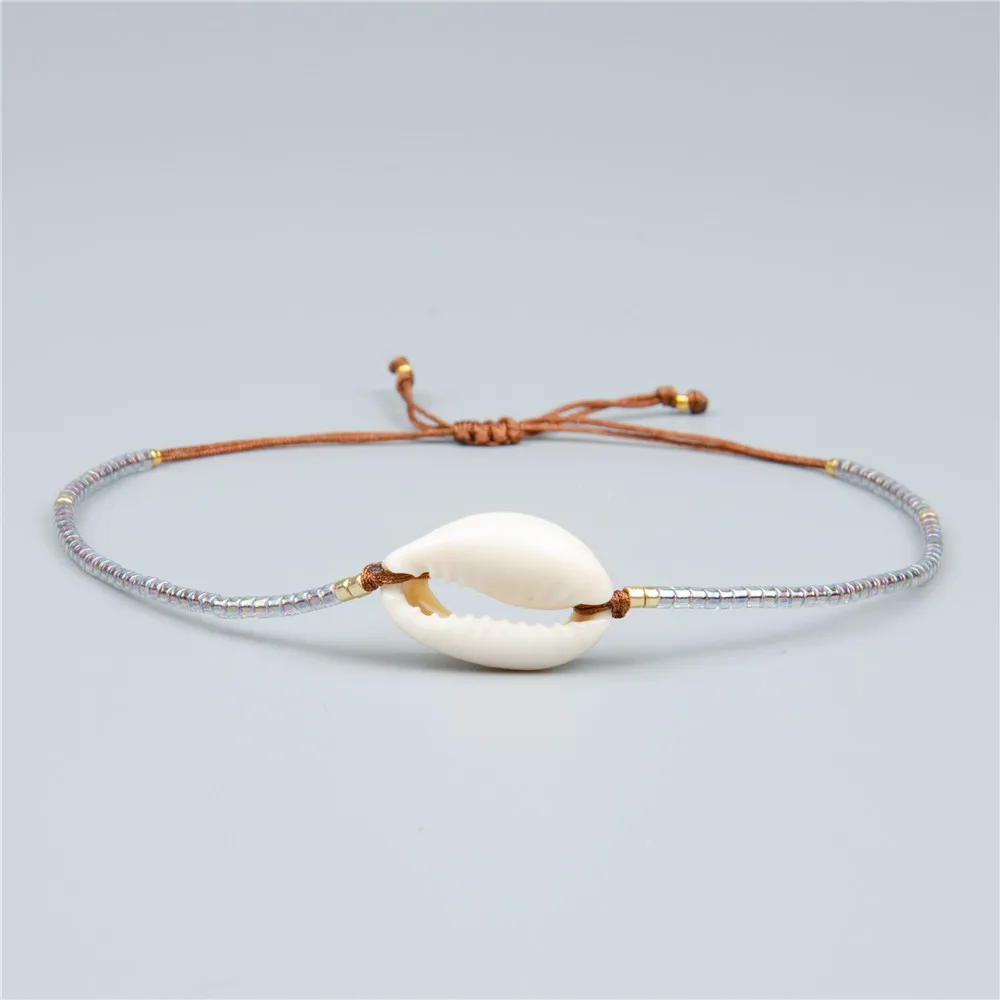 

Bohemian Multicolor Rope String Miyuki Bracelet Acrylic Delica Beads Natural Sea Shell Cowrie Bracelets For Women Charm Jewelry