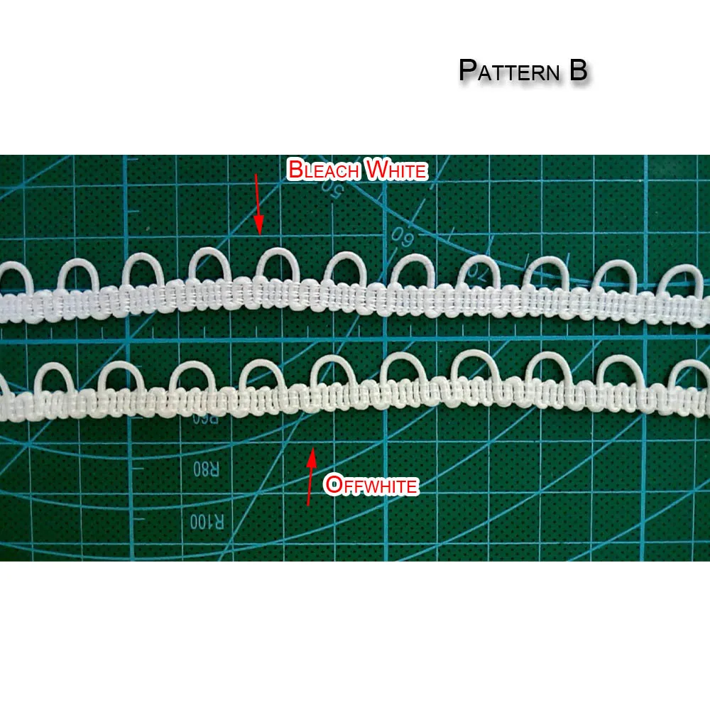 10 ярдов упаковка белая эластичная Кнопка петли ленты персонализированные цвета доступны - Цвет: pattern B offwhite