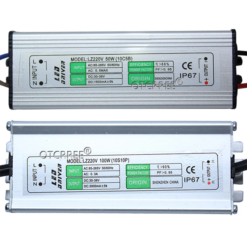 AC 85-265V переменного тока в постоянный вам товары в течение 3-10 V/DC 30-36 V светодиодный драйвер IP67 Водонепроницаемый освещения трансформаторный источник питания мощностью 10 Вт, 20 Вт, 30 Вт, 50 Вт 100W