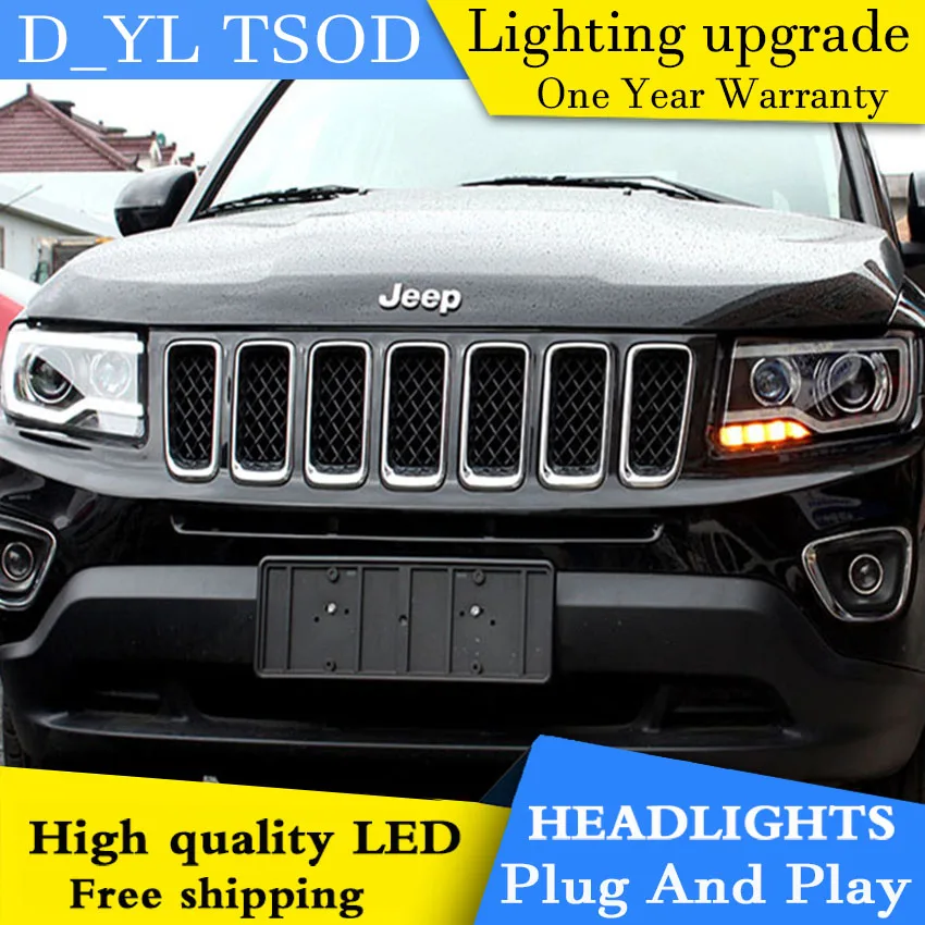 D_YL Car Styling for Jeep Compass Headlights 2011 2015 Compass LED