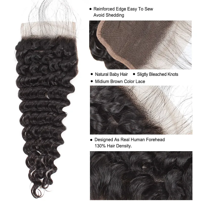 Ishow Deep Wave Human Hair Bundles with Closure Natural Color 3 Bundles Brazilian Hair Weave Bundles With Closure Non Remy Hair Ishow Deep Wave Human Hair Bundles with Closure Natural Color 3 Bundles Brazilian Hair Weave Bundles With Closure Non Remy Hair